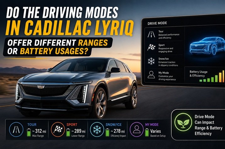 Do the Driving Modes in Cadillac LYRIQ Offer Different Ranges or Battery Usages?
